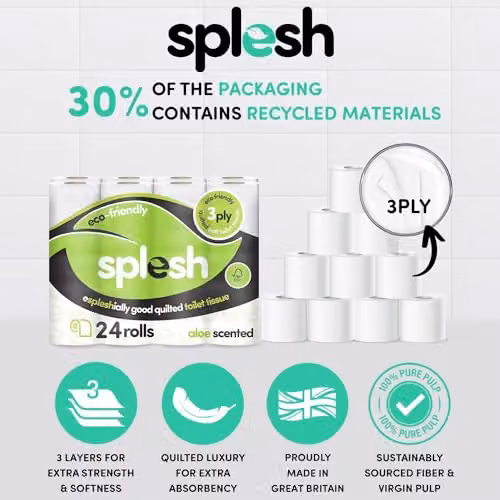 Cusheen Splesh Toilet Roll 24 Pack White and Green – 2