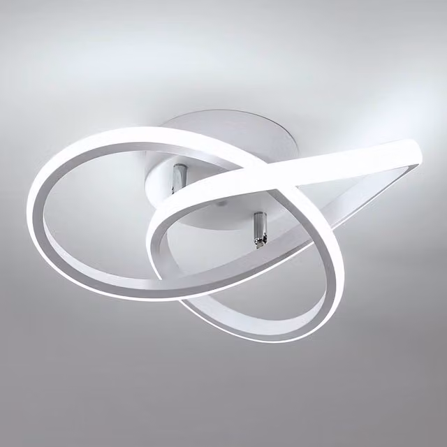 Pheashine Clover 24W LED Ceiling Light in Black and White, 6500K Cool White, W/D/H: 30 x 30 x 10 cm