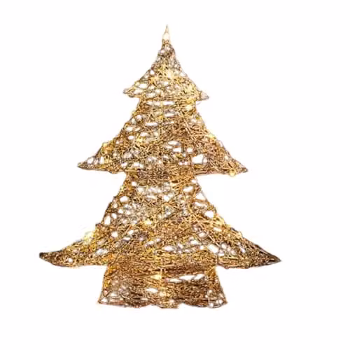 Samuel Alexander Gold Weave Geometric Tabletop Christmas Tree with Warm White LEDs, Height: 40 cm – 2