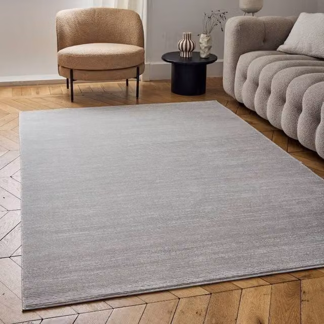 THE RUGS Carmel Modern Striped Area Rug and Runner in Grey, W: 80 cm, L: 150 cm – 1