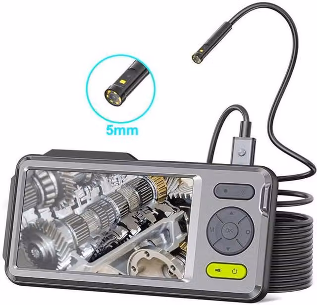 5mm Dual Camera Probe Cavity Endoscope with 5 inch HD IPS Colour Screen in Black