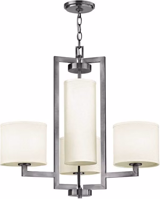 Elstead Modern Rectangular Suspended Ceiling Pendant Chandelier in Silver, White and Grey