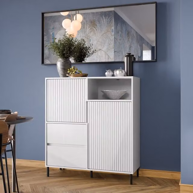 Furniture To Go Avenale Sideboard with 2 Doors and 2 Drawers in Alpine White High Gloss