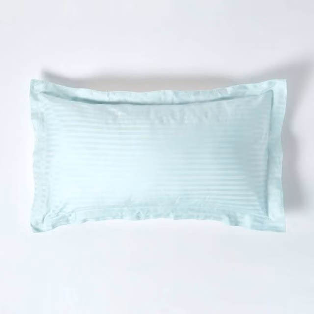 Homescapes 330 Thread Count Egyptian Cotton Percale Pillowcase, Blue