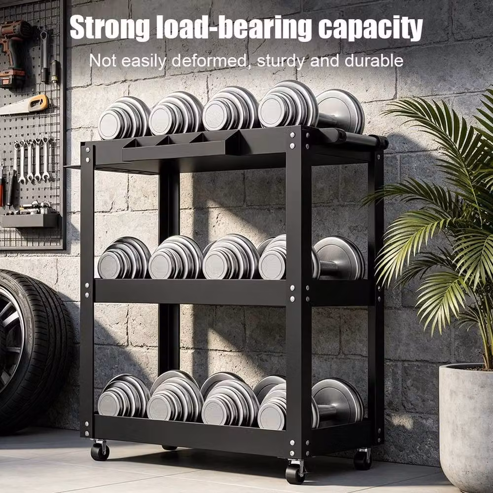 EONLION Heavy Duty Garage Tool Storage Trolley Cart in Black W/D/H: 100 x 76 x 35 cm – 3