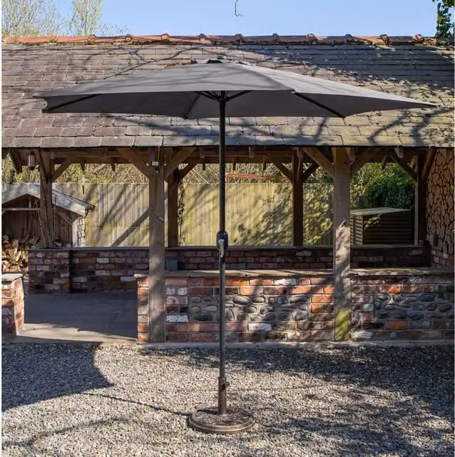 Samuel Alexander Havana Garden Patio Parasol with Crank Handle and 9kg Base, Grey