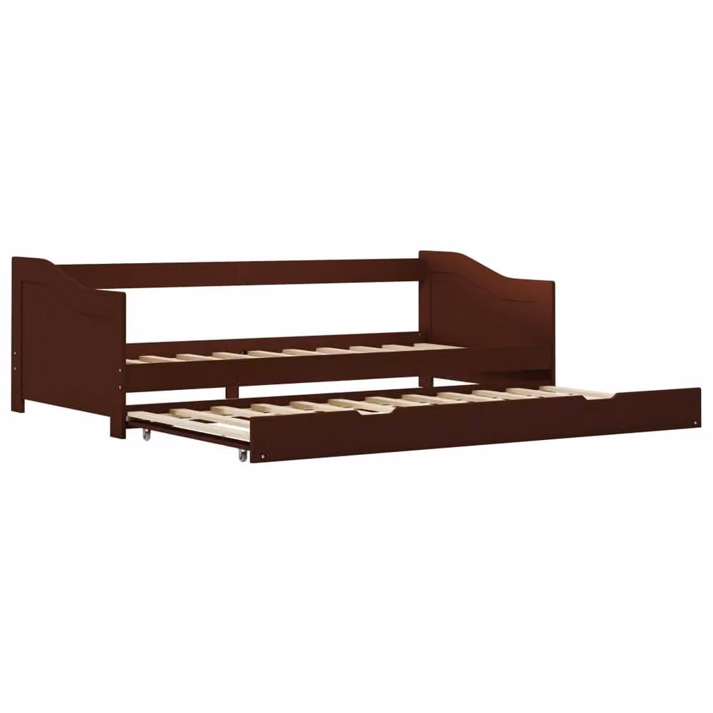 Berkfield Home Pull-out Sofa Bed Frame in Dark Brown Pinewood, W/D/H: 90 x 200 x 66 cm – 2