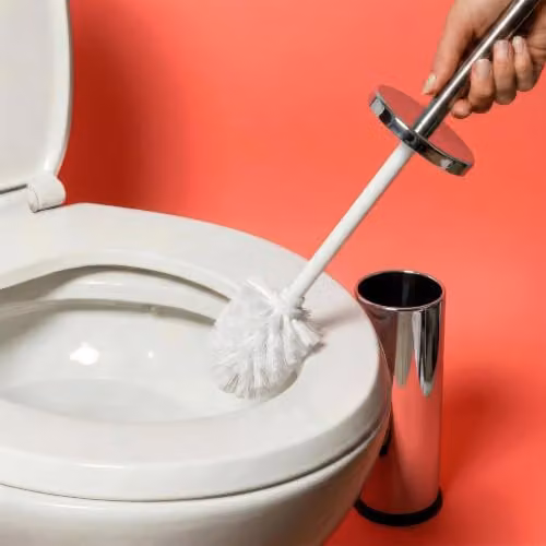 Harbour Housewares Stainless Steel Toilet Brush and Holder Set in Silver – 6