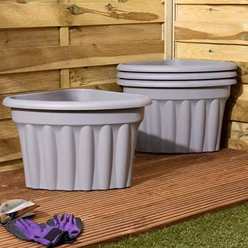 Wham Vista Corner Plastic Garden Planter Tub, Grey, W/D/H: 40 x 40 x 40 cm, Pack of 4 – 2