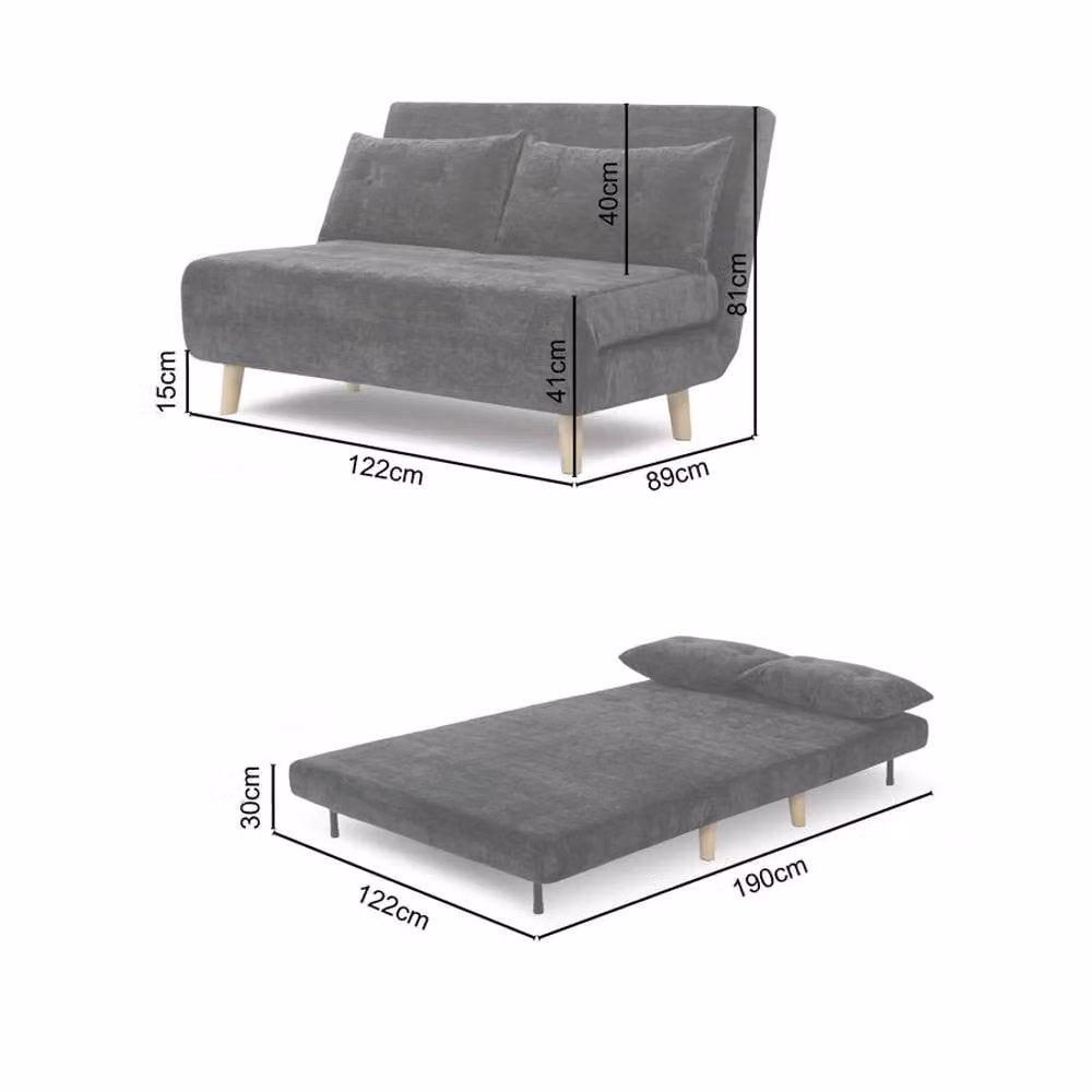 Home Garden Direct Aurora Small Double 2 Seater Sofa Bed in Dark Grey Premium Fabric with Sleeping Function and Scatter Cushions, 120 x 200 cm – 4