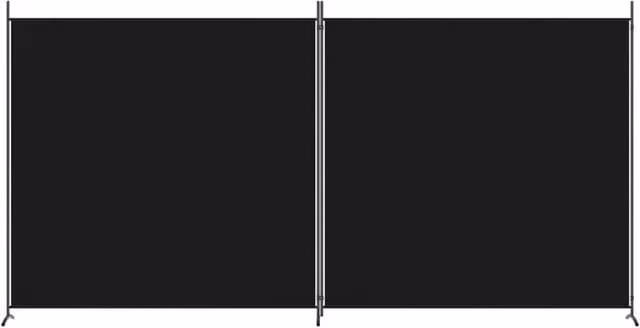 Berkfield Home 2-Panel Durable Room Divider in Black Fabric and Metal, W: 348 cm, H: 180 cm