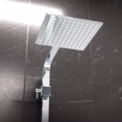 Nes Home Modern Exposed Thermostatic Mixer Shower Set with Overhead and Handheld Shower Head, Chrome – 2