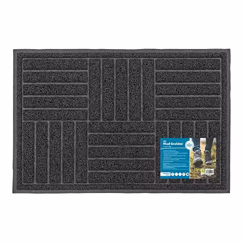 JVL Grey Spaghetti Scraper Mud Grabber Doormat, W: 60 cm, D: 40 cm – 5