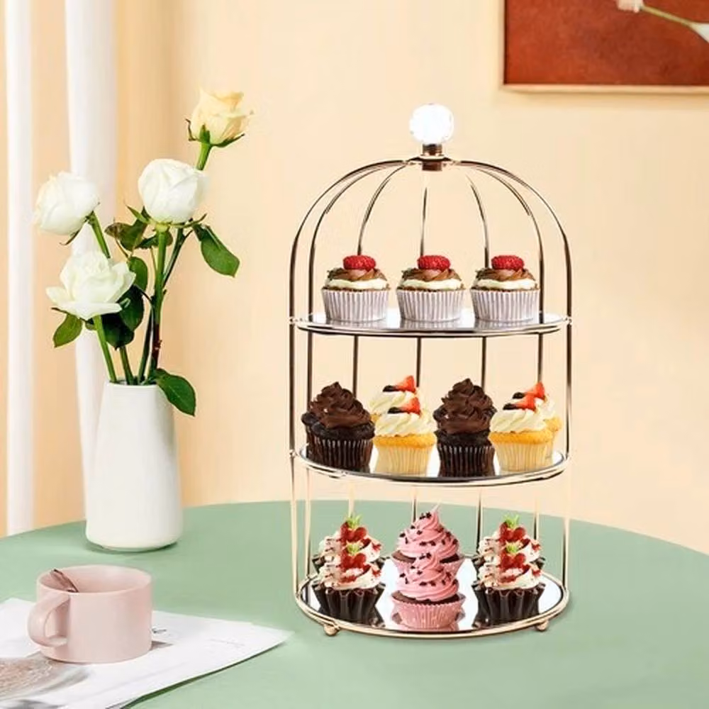 Havendro Gold Metal Desktop Bird Cage Display Stand for Makeup or Spice Jars – 2