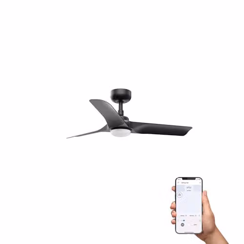 Netlighting Hey Small 3-Blade Ceiling Fan in Black with Tuya Smart System and CCT Lighting