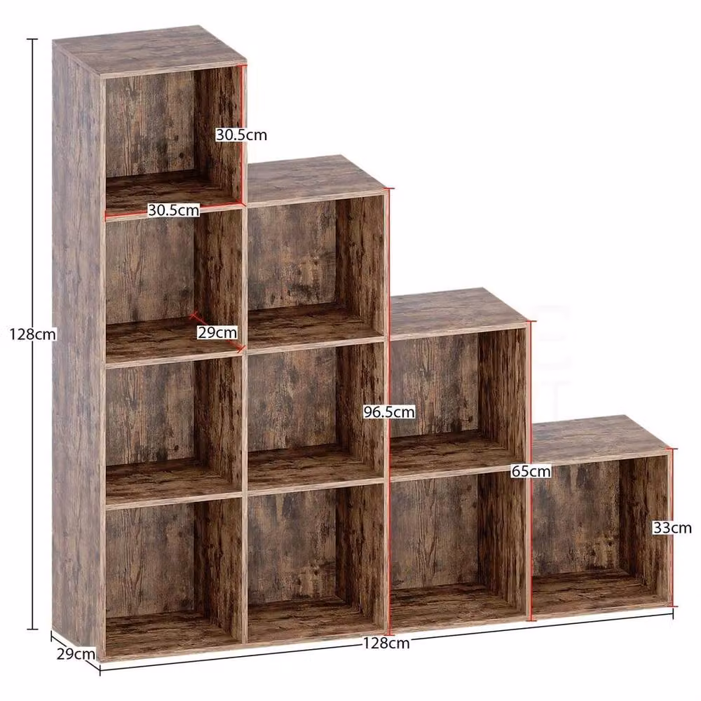 PAWNORA Modern 10 Cube Staircase Storage Unit in Brown – 2