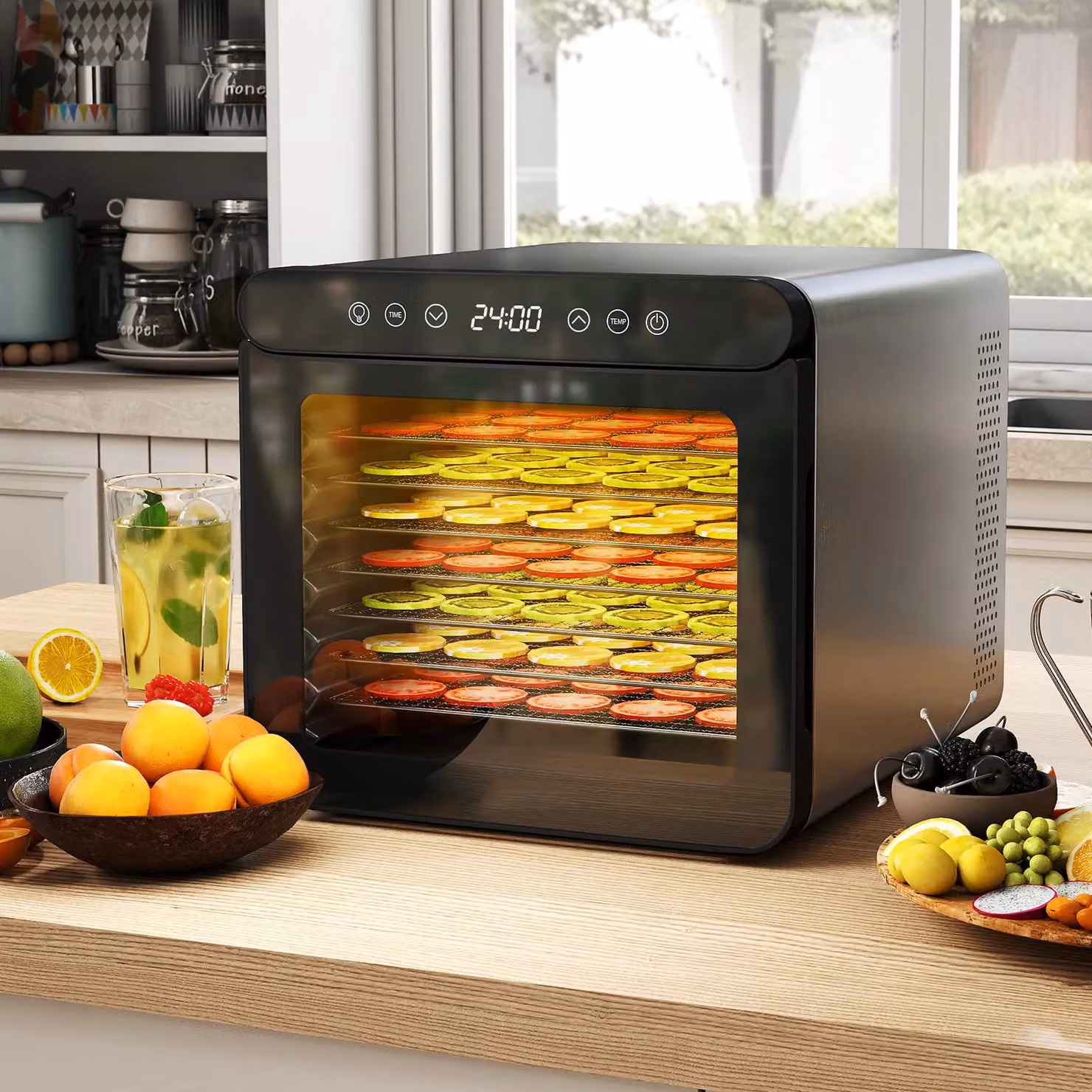 Gymax Food Dehydrator with 7 Stainless Steel Trays and 1-24H Timer in Silver – 3