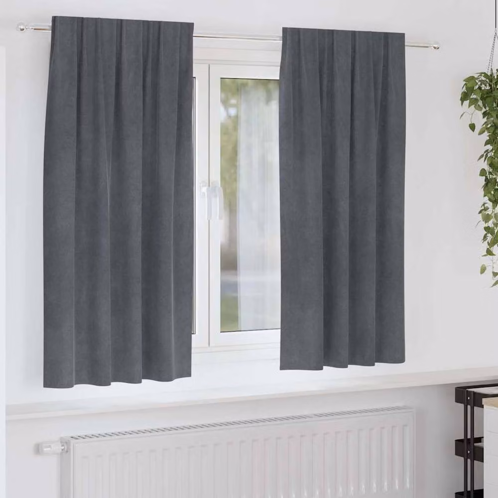 Berkfield Home Blackout Velvet Curtains, 2 Pack, Super Light Grey – 2