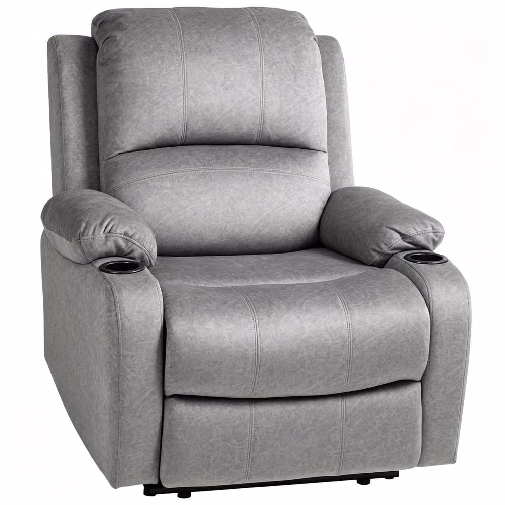 STILVORA Manual Recliner Armchair with Cup Holder in Grey – 5