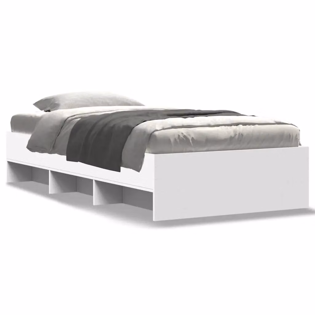 Berkfield Home White Engineered Wood Bed Frame with Side Compartments, W/D/H: 100 x 200 cm – 2