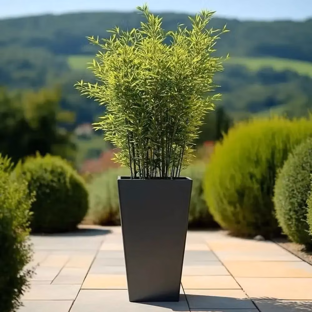 Access Garden Products Matte Grey Galvanised Steel Tall Flared Tapered Square Planter, Height: 70 cm – 3