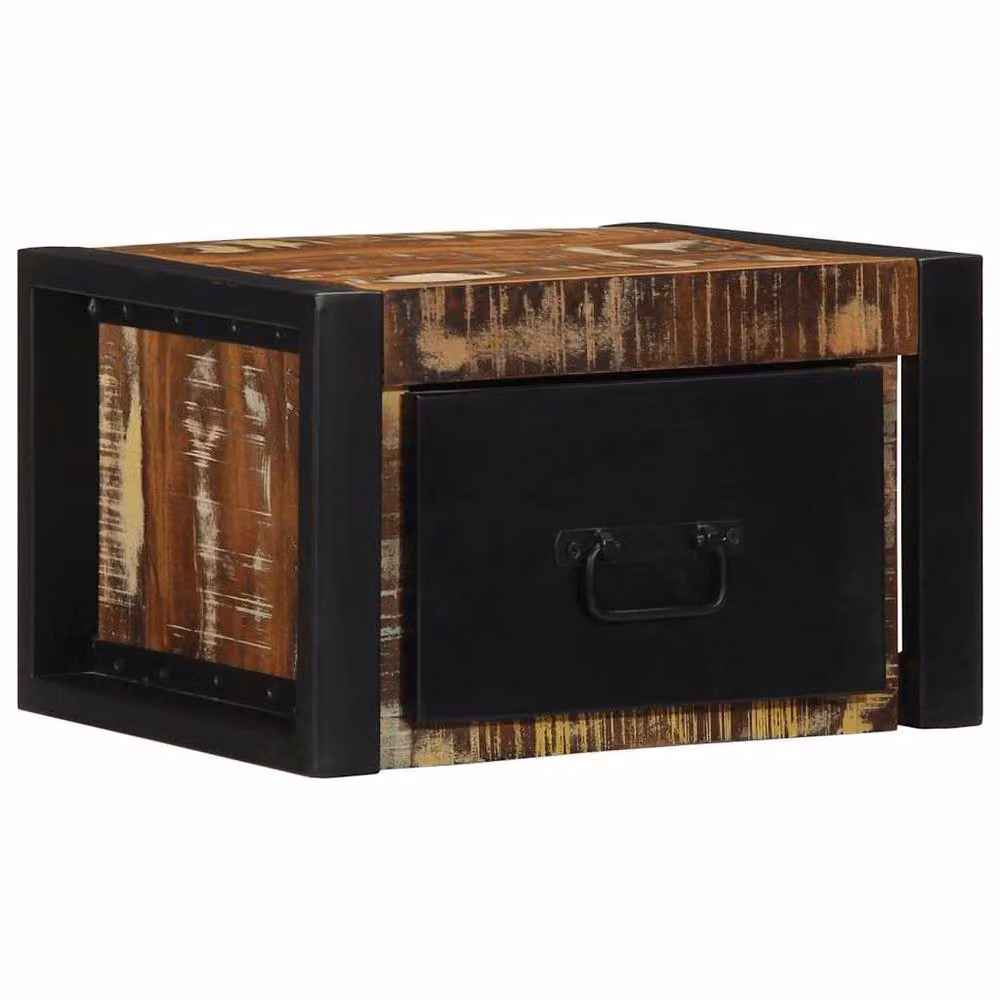 Berkfield Home Set of 2 Multicolour Rustic Solid Wood Bedside Cabinets, W/D/H: 40 x 35 x 25 cm – 3