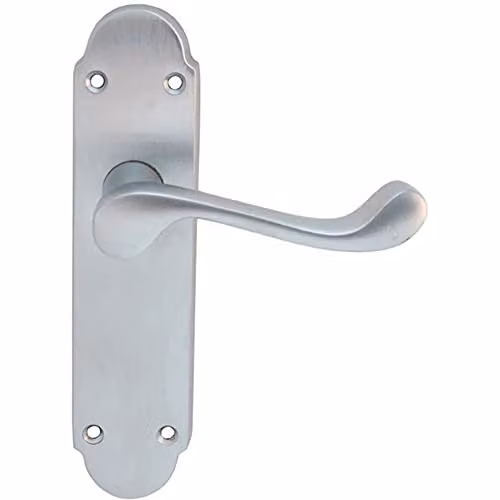 Loops Pair Victorian Upturned Handle on Latch Backplate, Chrome, W: 17.0 cm, H: 17.0 cm