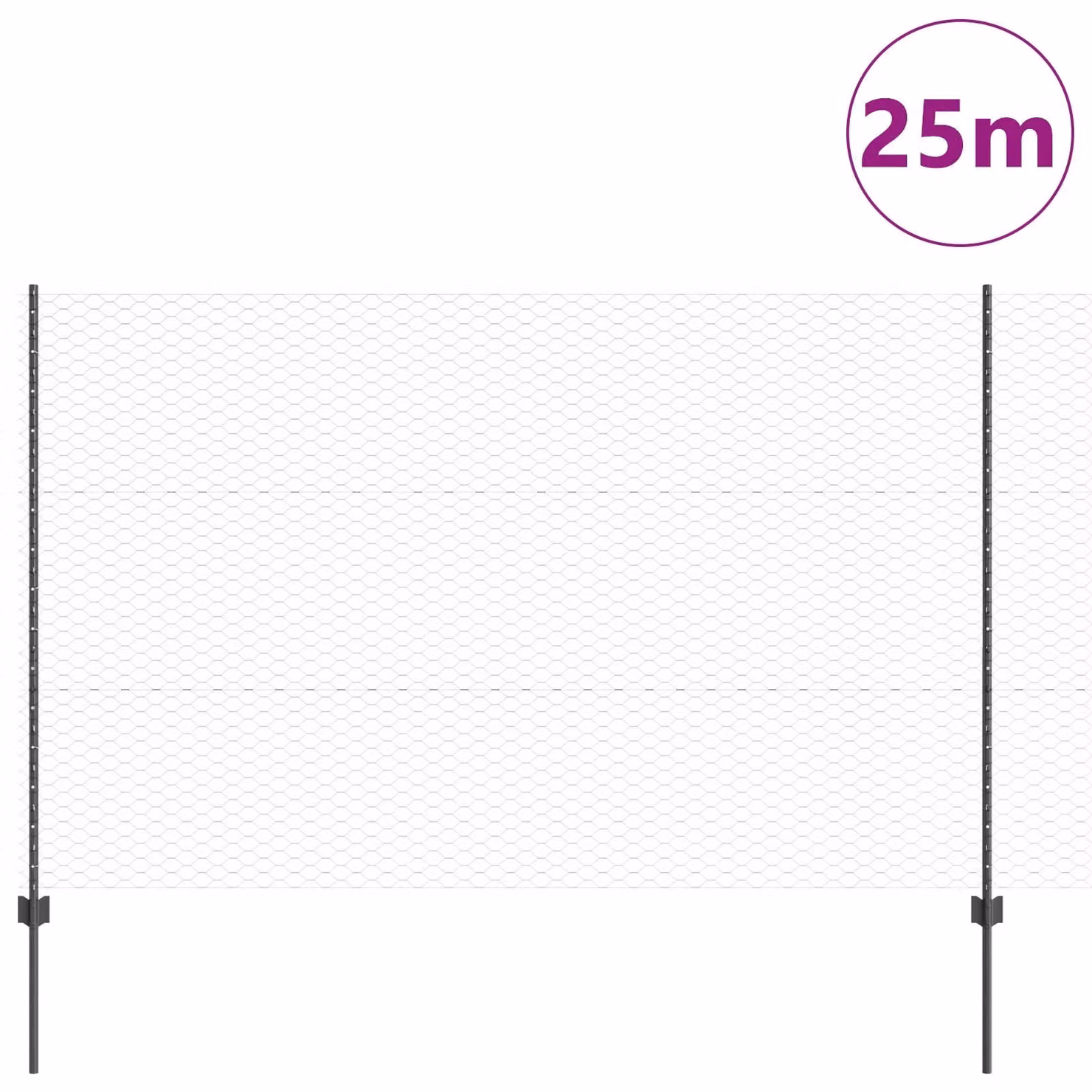 Berkfield Home Garden Grey Powder-Coated Steel Fence Set of 2, W/D/H: 25 x 1.5 x 2 m – 1