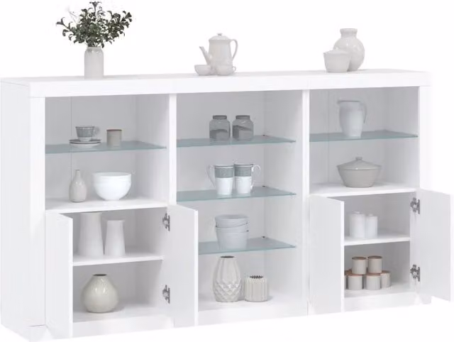 Berkfield Home Modern White Sideboard with Integrated LED Lights W: 181.5 cm, D: 37 cm, H: 100 cm – 1