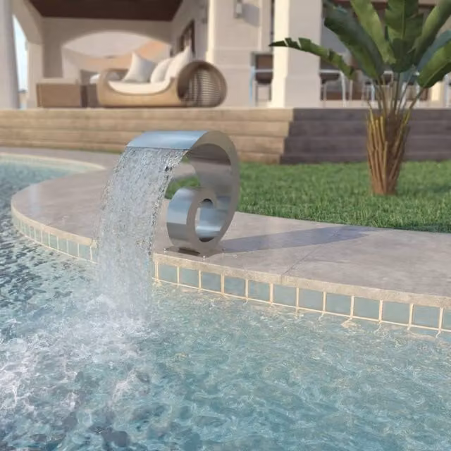 Berkfield Home Stainless Steel Pool Fountain in Silver, W/D/H: 50 x 30 x 53 cm