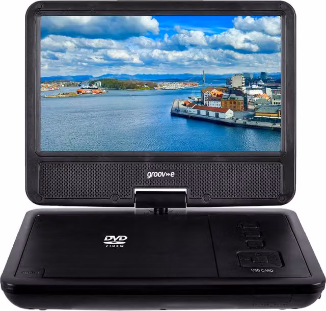 Groov-e 7 inch Portable DVD and CD Player with Swivel Screen, Black