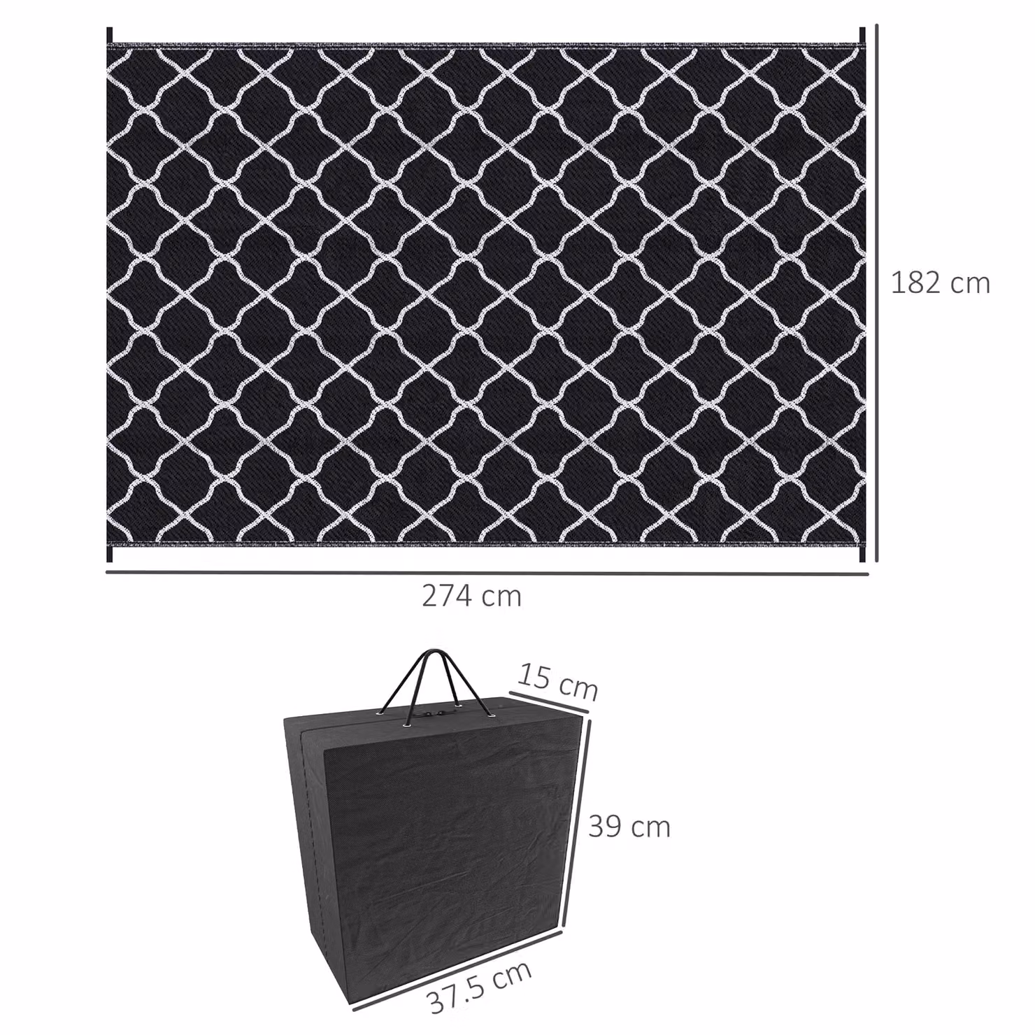 Outsunny Reversible Plastic Straw Outdoor Rug with Carry Bag and Ground Stakes, W/D/H: 182 x 274 cm – 3