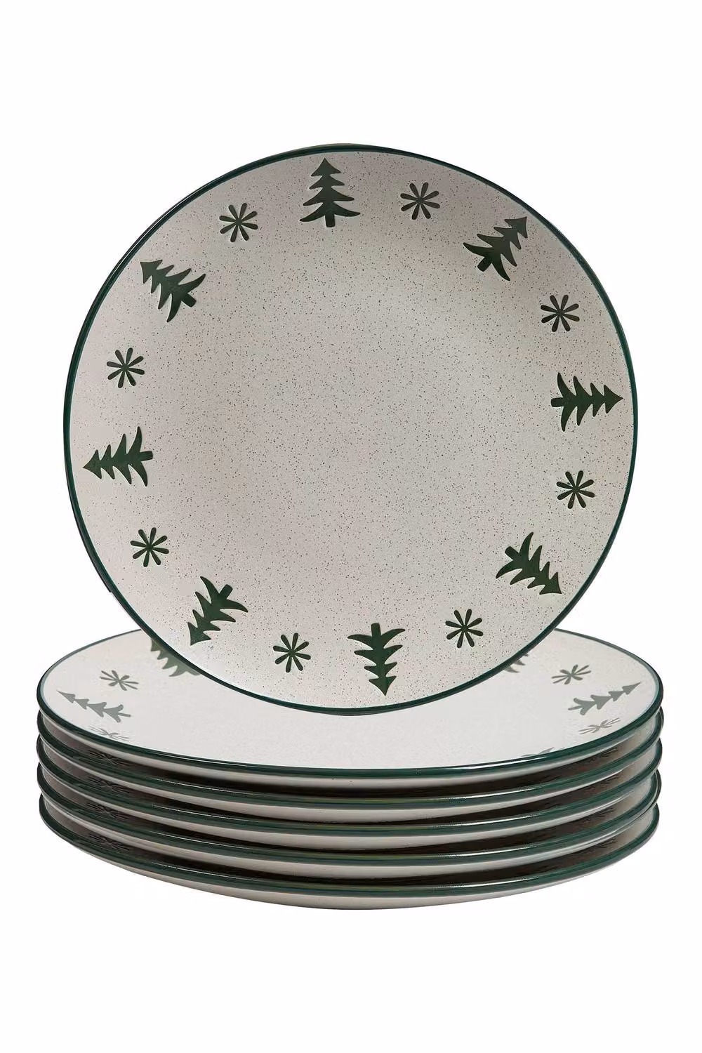 Dibor Set of 6 White Stoneware Christmas Side Plates, Diameter: 27 cm – 2