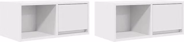 Berkfield Home Set of 2 White Wall Mounted TV Cabinets, W/D/H: 60 x 31 x 25.5 cm