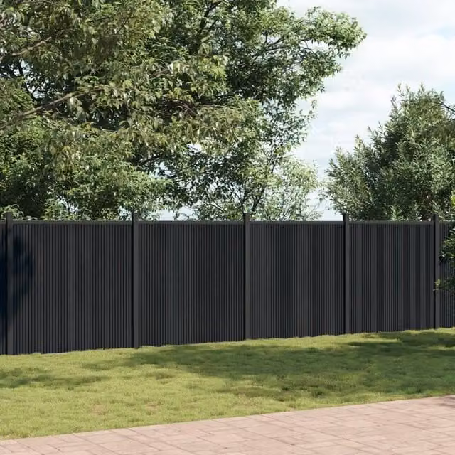 Berkfield Home Durable WPC and Aluminium Fence Panel, Grey, W: 872 cm, H: 186 cm – 1