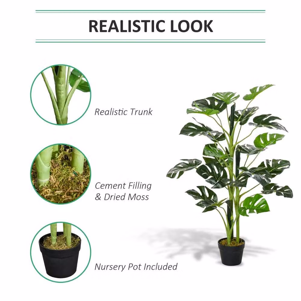 Kelvenix Artificial Monstera Tree in Green Pot – 4
