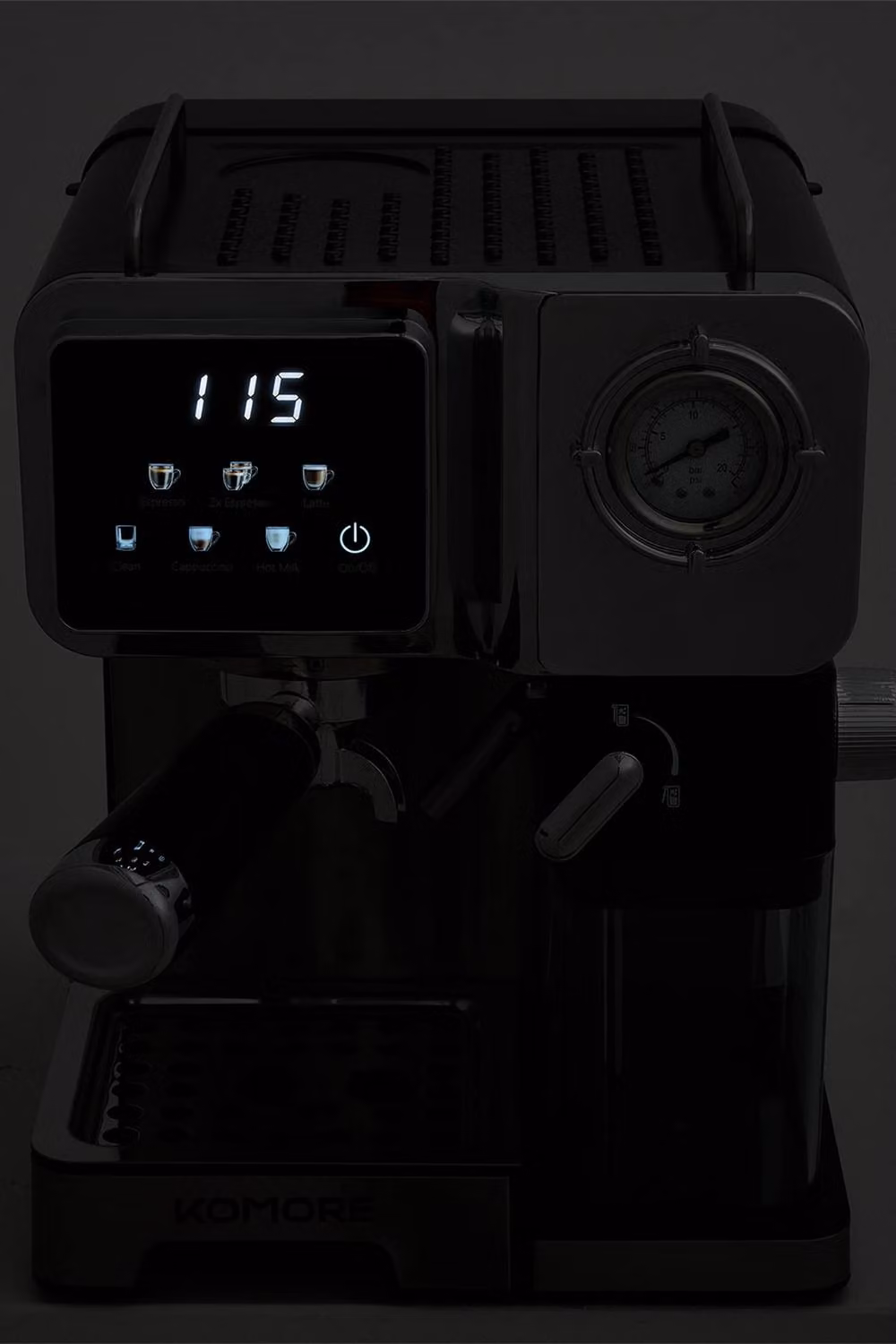 ExtraStar 1350W Semi-Auto Espresso Machine with 20 Bar Pressure, Manometer and 1.6L Water Tank, Black – 7