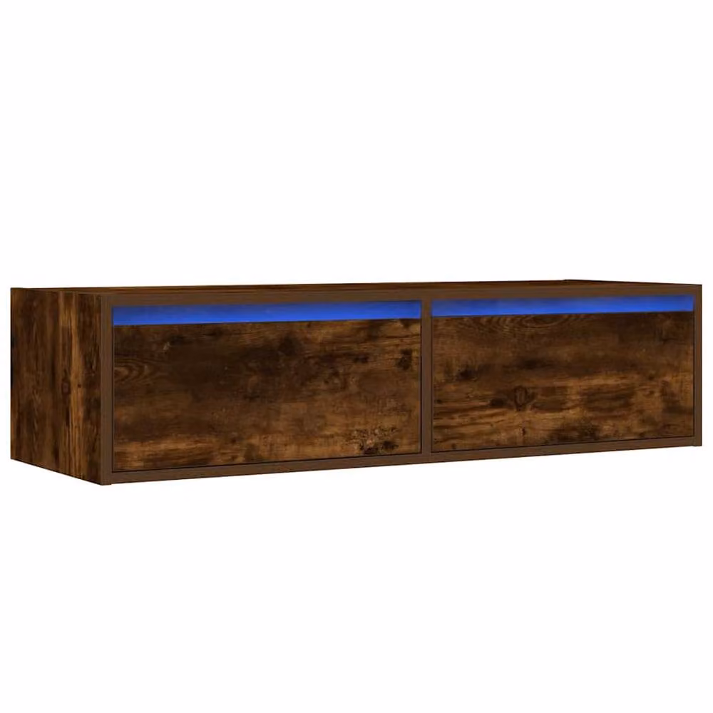Berkfield Home Modern TV Cabinet with LED Lights in Smoked Oak Brown, W/D/H: 100 x 35.5 x 25 cm – 2