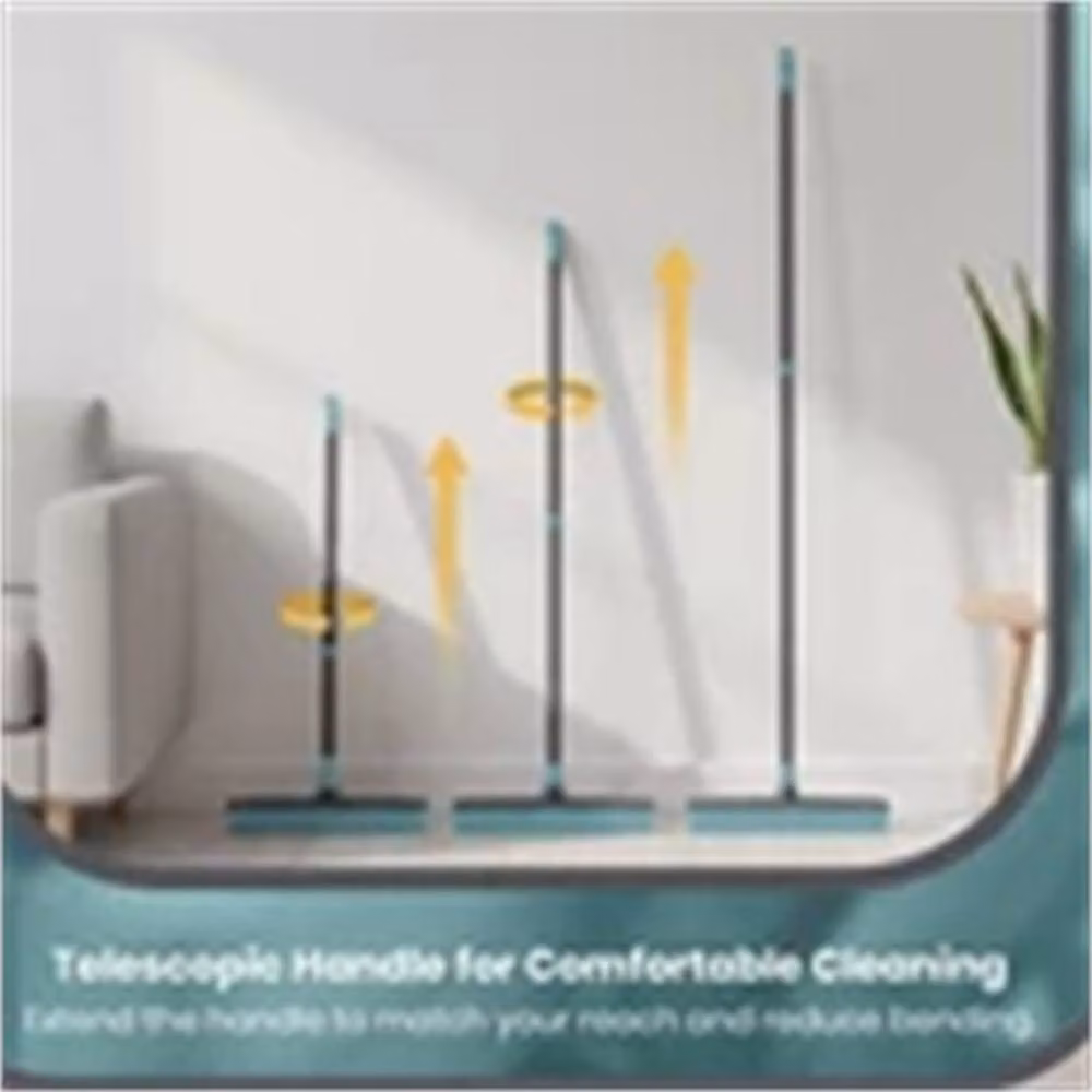 Nordara Grey and Blue Rubber Dustpan and Brush Set with Telescopic Handle, Length: 100 cm – 4