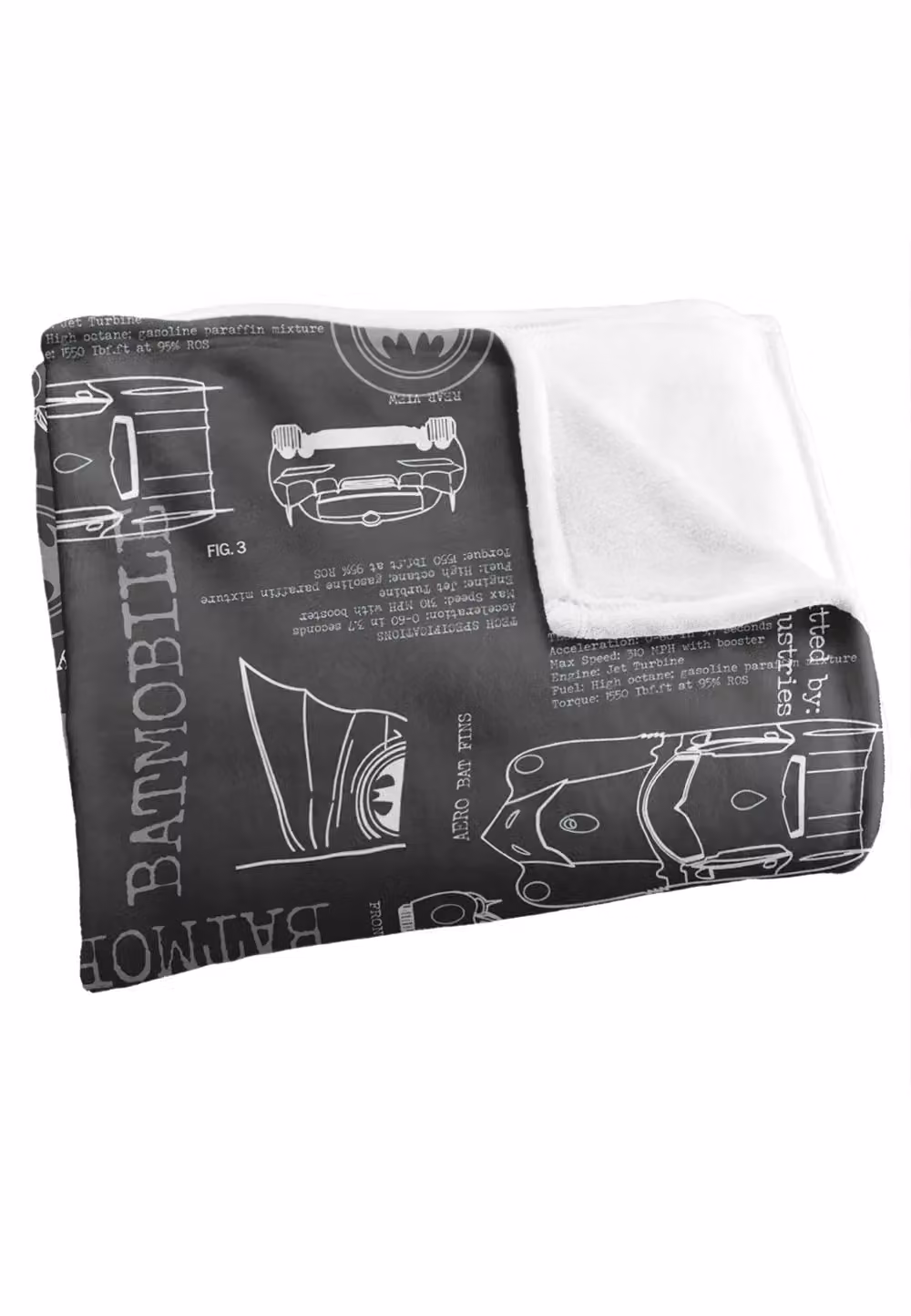 Batman Be Vigilant Pattern Officially Licensed Super Soft Silky Touch Throw Blanket, White, W: 152 cm, D: 127 cm – 3