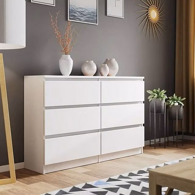 LUXURY LIFE Olivia Matt 6 Drawer Chest of Drawers in White