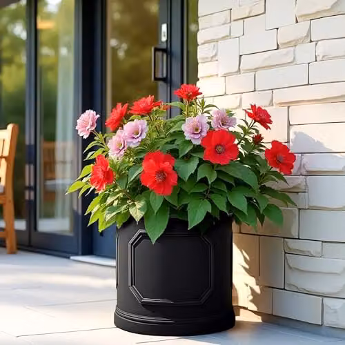 IDEALIST Large Stone Effect Plant Pot, 45 cm, 57 l, Grey or Black – 9
