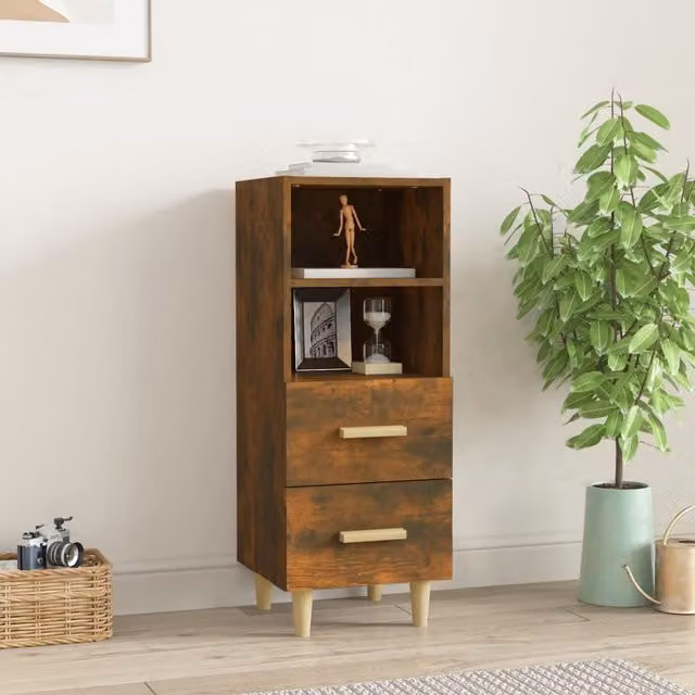 Berkfield Home Smoked Oak Sideboard in Brown, W/D/H: 34.5 x 34.5 x 90 cm – 1