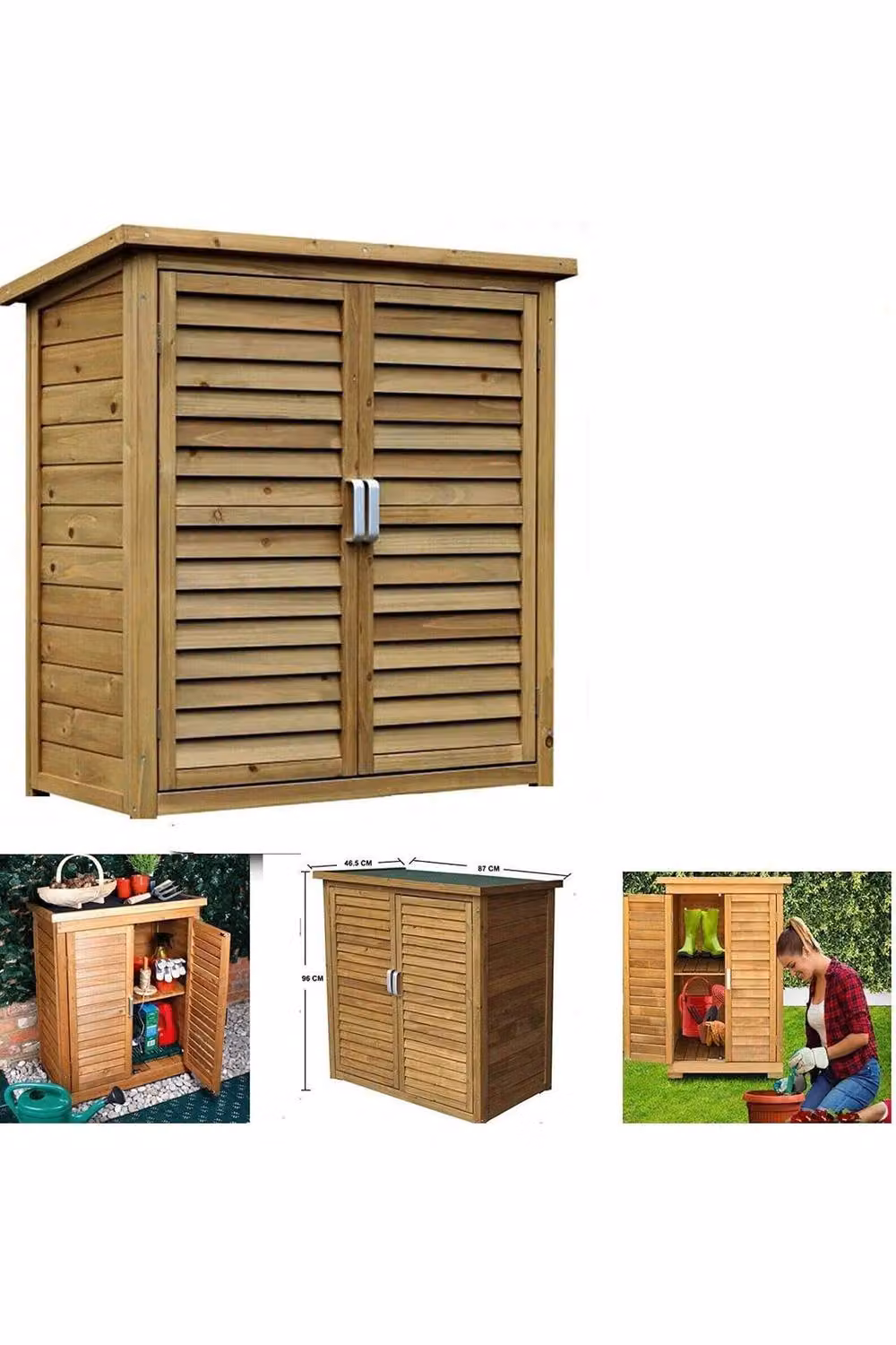 HYGRAD BUILT TO SURVIVE Wooden Outdoor Garden Storage Cabinet with Double Doors and Internal Shelving, Brown, W/D/H: 87 x 46.5 x 96 cm – 2