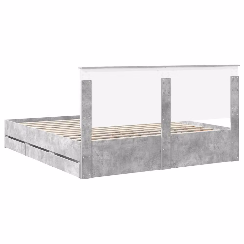 Berkfield Home Modern Bed Frame with Drawers in Concrete Grey, W/D/H: 180 x 200 cm, Engineered Wood – 2