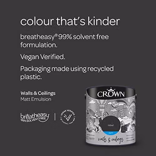 Crown Grey Black Matt Emulsion Dispersion Paint 2.5l – 2