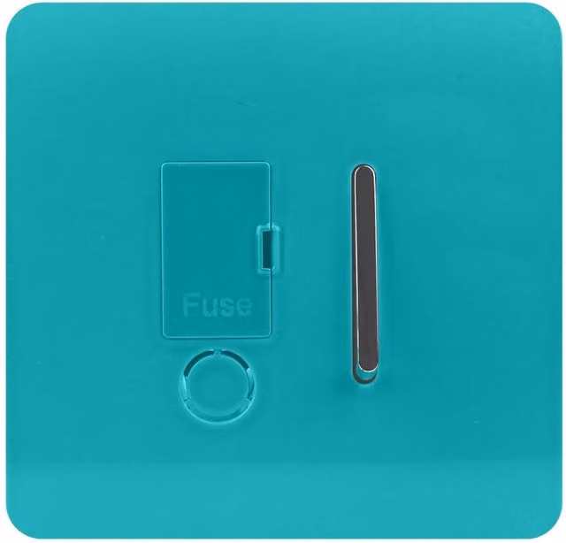 Trendi Switch 13 Amp Single Fused Spur with Flex Outlet in Turquoise