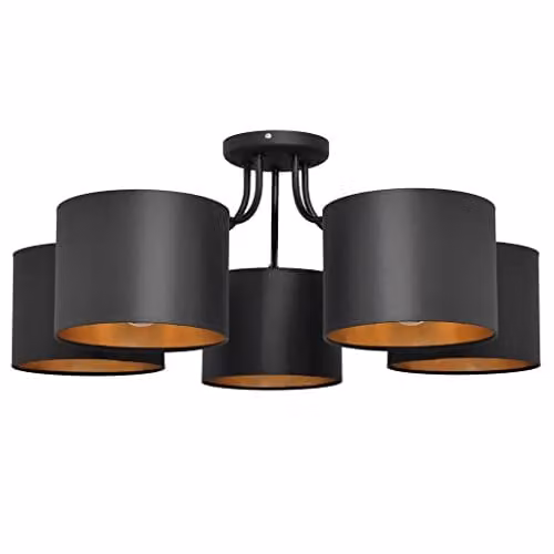Netlighting Alba Multi Arm Semi Flush Ceiling Light in Black and Gold – 1