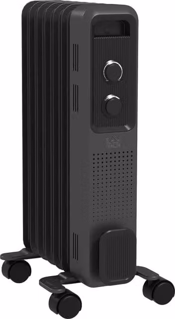 HOMCOM 1500W Oil Filled Radiator with 7 Fins and 3 Heat Settings, Grey