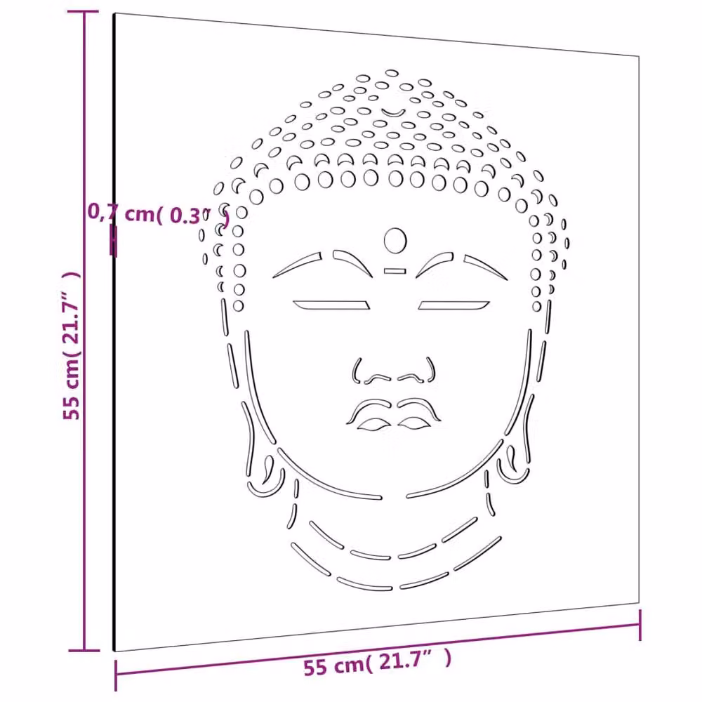 Berkfield Home Brown Corten Steel Buddha Head Wall Decoration, W/H: 55 x 55 cm – 3